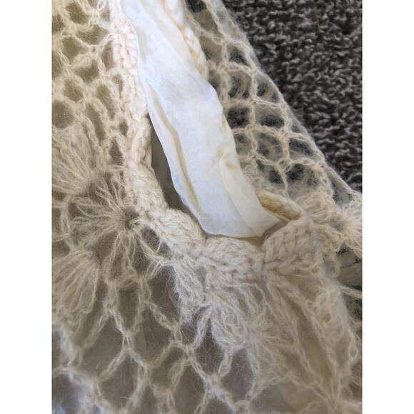 VTG Phil Rose Of California Wool Mohair Crochet Sleeveless Lined Blouse Ivory C4 - Picture 6 of 9